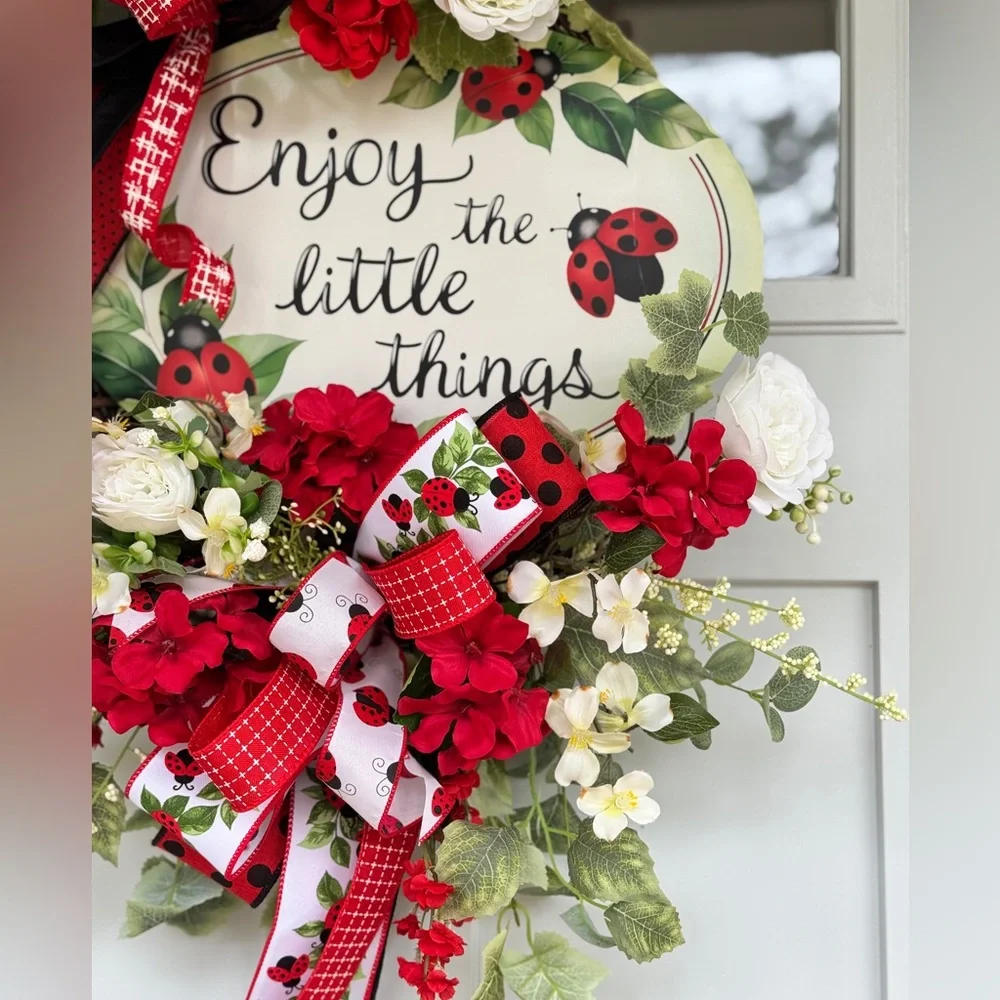 Enjoy The Little Things Ladybug Wreath